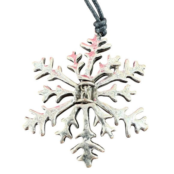 J. Jill Snowflake Necklace Earrings Silver Tone Shimmering Pave Accent Holiday - Picture 9 of 15